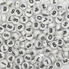 Number Beads - White - 1oz Bag (approx 200 beads)