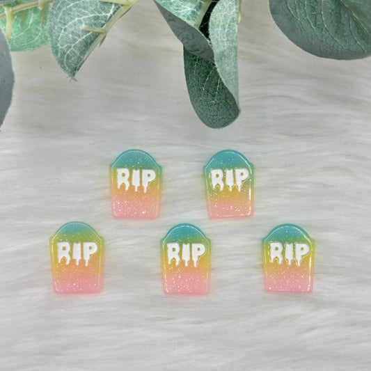 Pastel Ombre RIP Tombstone - 5 Pack of Cabochons