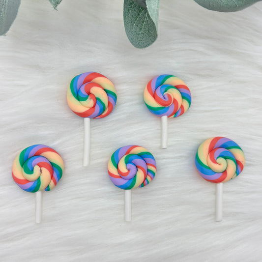 Rainbow Lollipops - 5 Pack of Cabochons