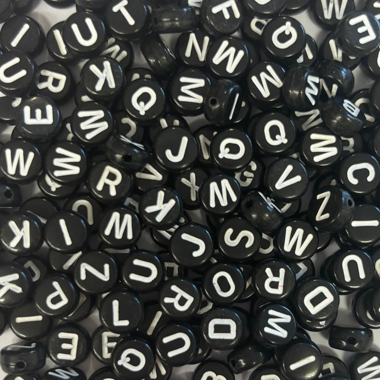 Alphabet Letter Beads - Black - 1oz Bag (approx 200 beads)