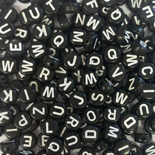 Alphabet Letter Beads - Black - 1oz Bag (approx 200 beads)