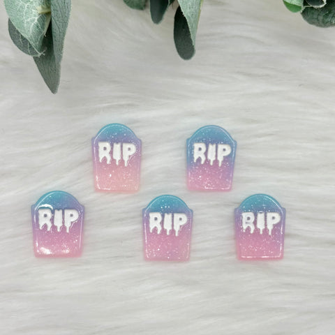 Pinky Blue RIP Tombstone - 5 Pack of Cabochons