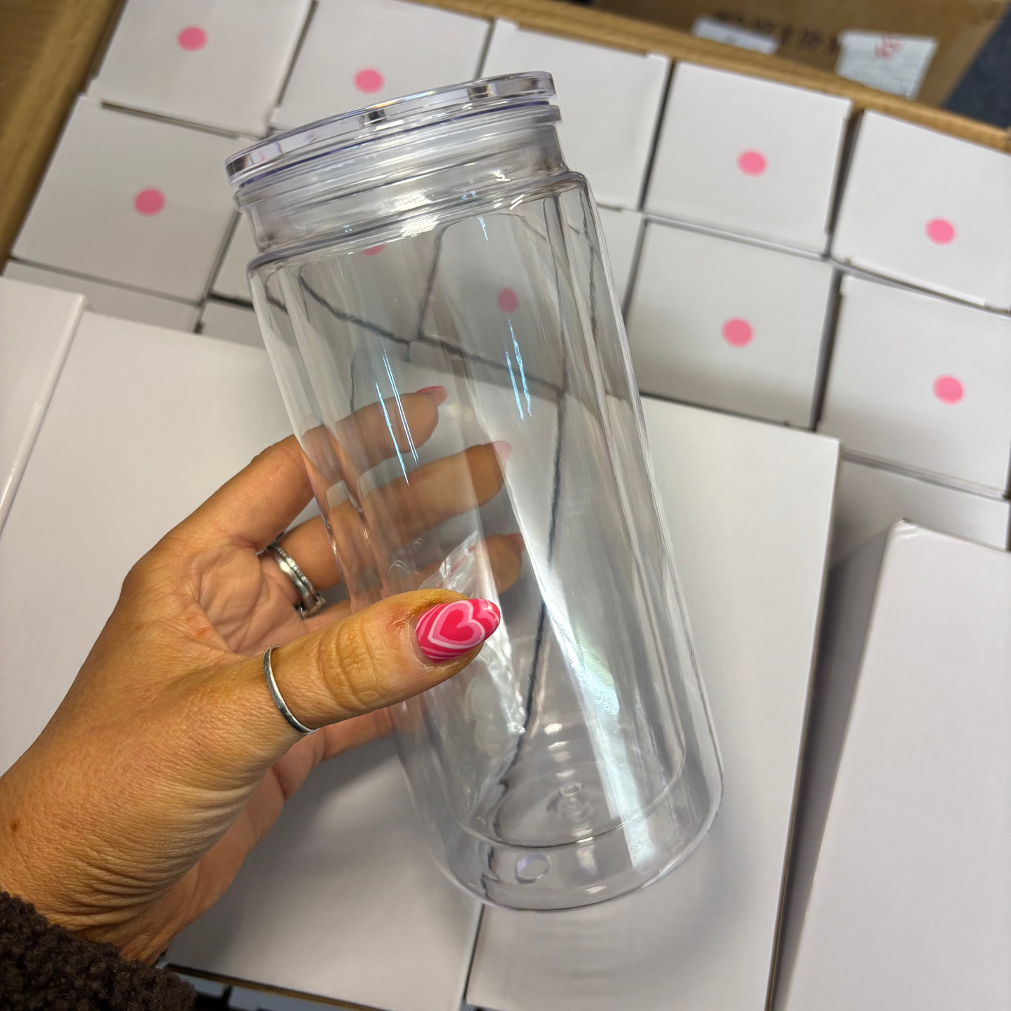 Imperfect 16oz Double Walled Acrylic Libby Snowglobe - please read description.