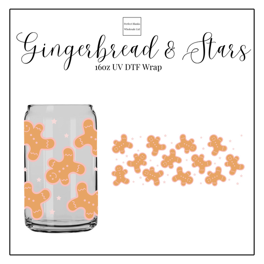 Gingerbread Stars 16oz UV DTF