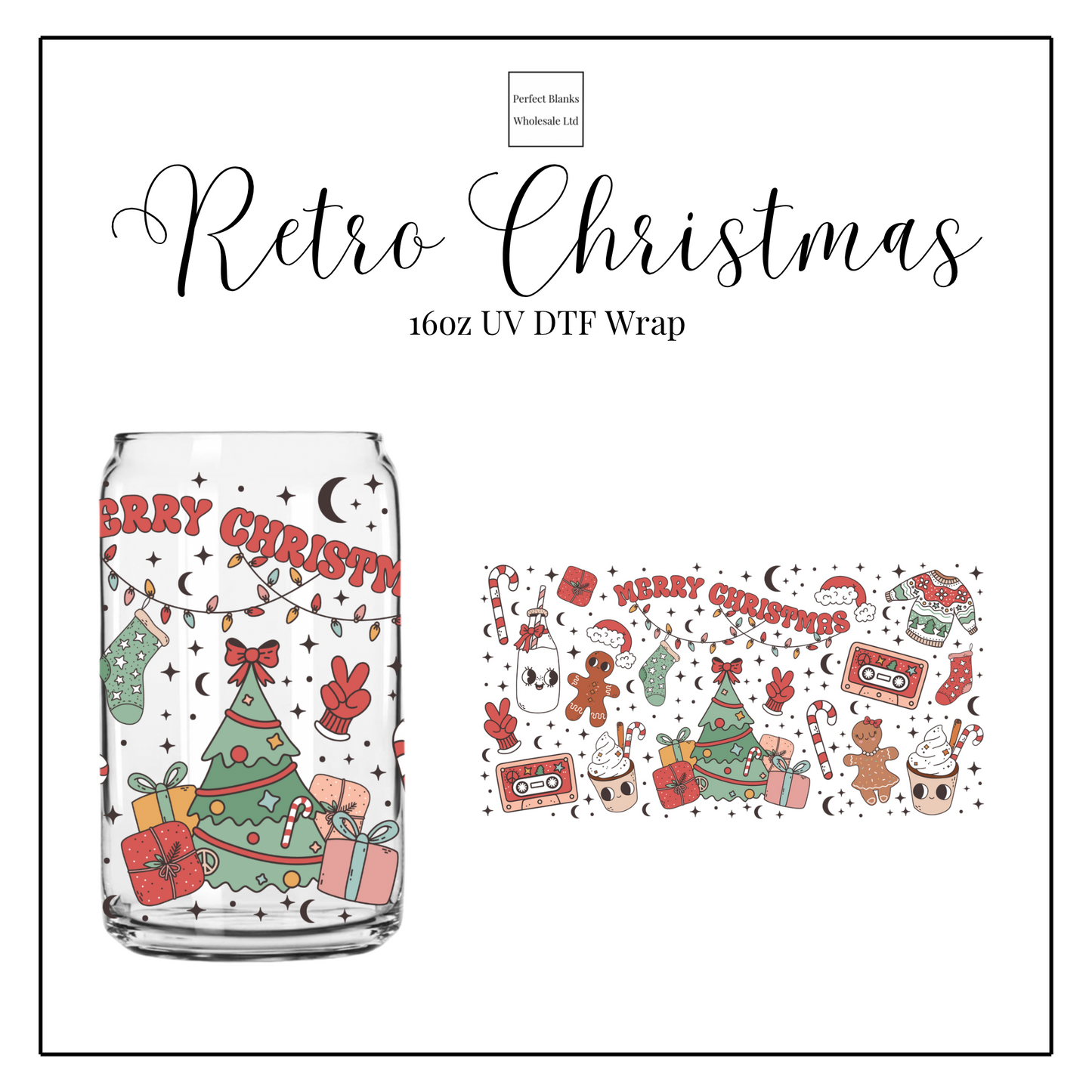 Retro Christmas 16oz UV DTF