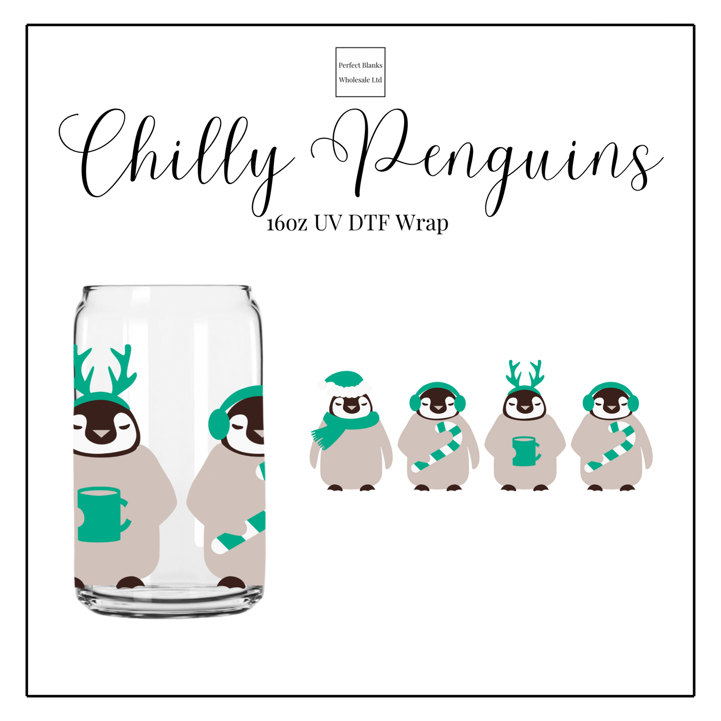 Chilly Penguins 16oz UV DTF