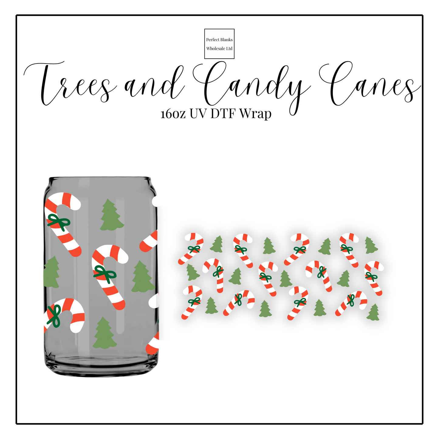 Trees and Candy Canes 16oz UV DTF