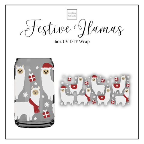 Festive Llamas 16oz UVDTF