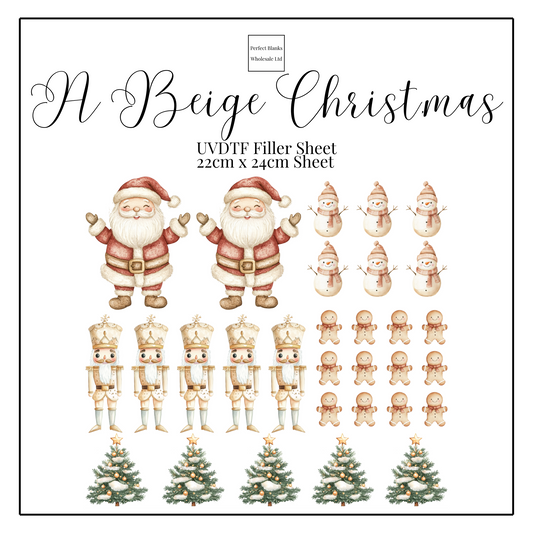 A Beige Christmas UVDTF Filler Sheet - 22cm x 24cm