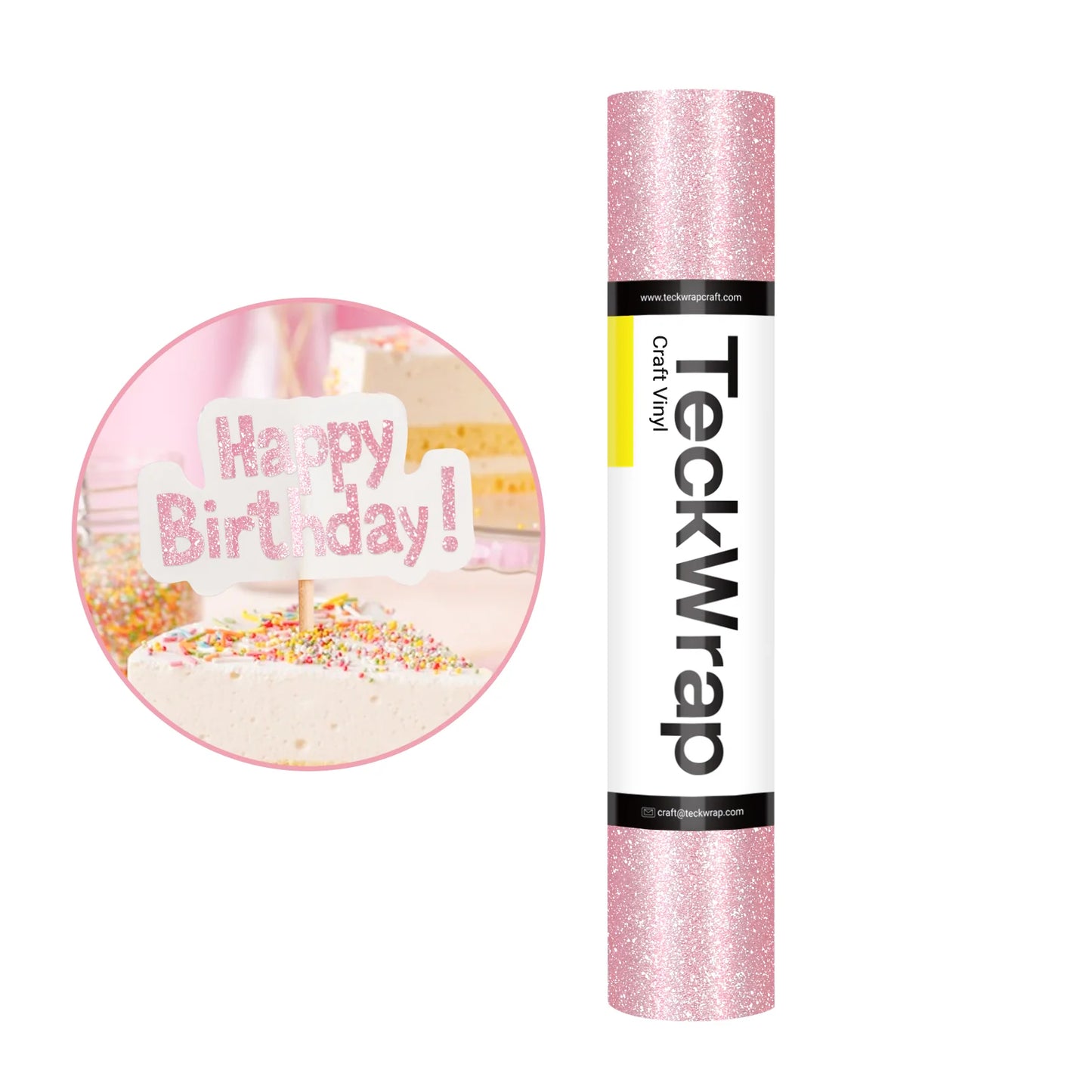 Teckwrap Powder Pink Burst Glitter Adhesive Vinyl - 5ft