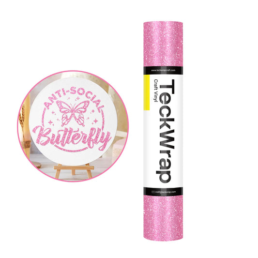 Teckwrap Cherry Pink Burst Glitter Adhesive Vinyl - 5ft