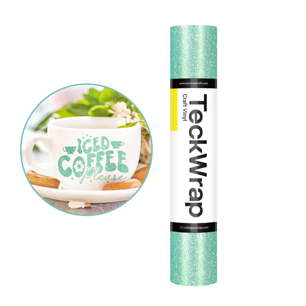 Teckwrap Mint Green Burst Glitter Adhesive Vinyl - 5ft