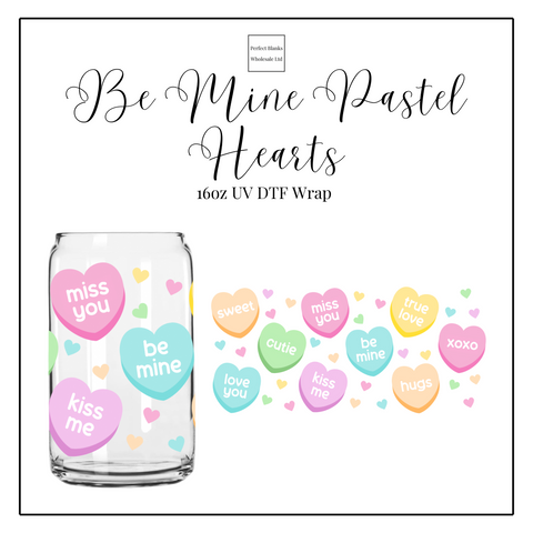 Be Mine Pastel Hearts 16oz UVDTF