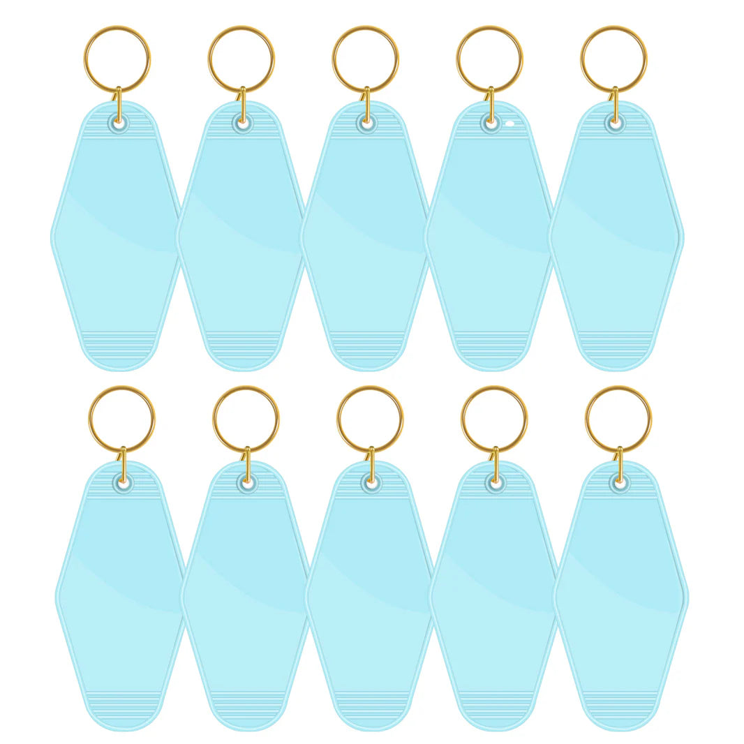 TeckWrap Motel Keychains Blanks - Sky Blue 10 pack