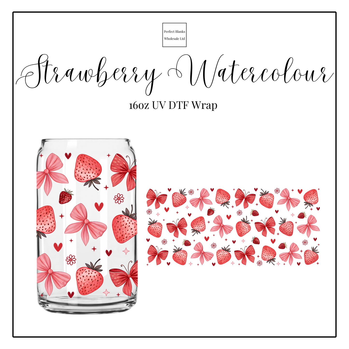 Strawberry Watercolour 16oz UVDTF
