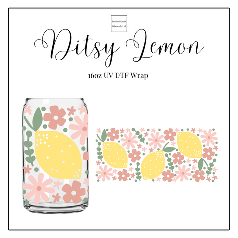 Ditsy Lemon 16oz UVDTF