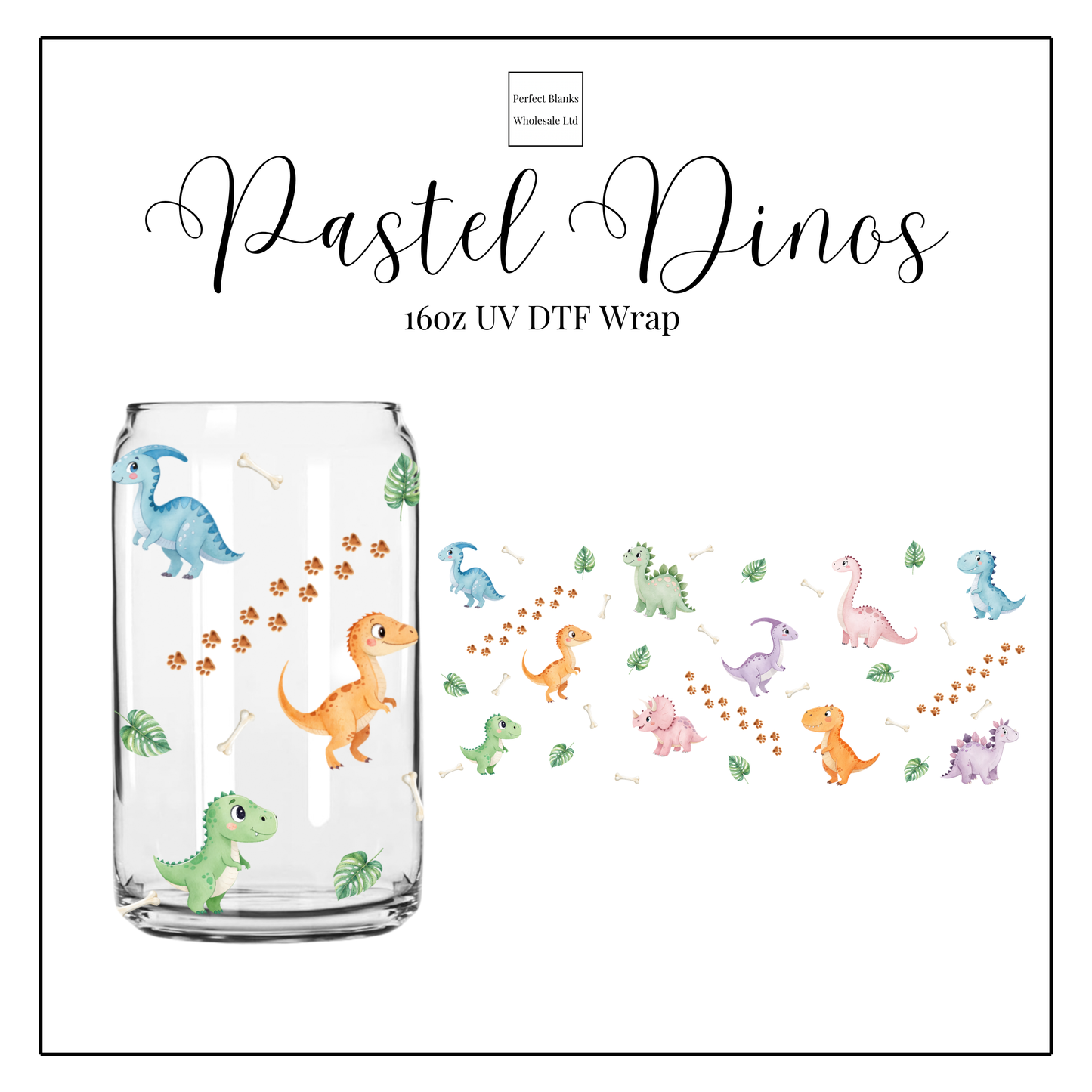 Pastel Dinos 16oz UVDTF