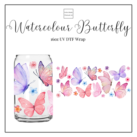 Watercolour Butterflies 16oz UVDTF
