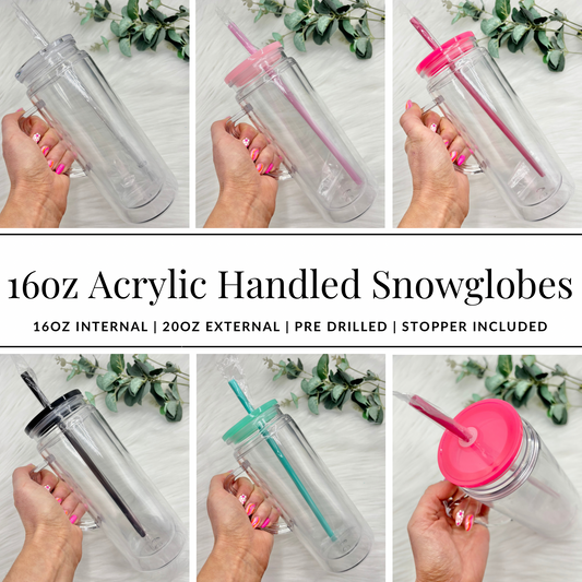 Acrylic Handled 16oz Snowglobe