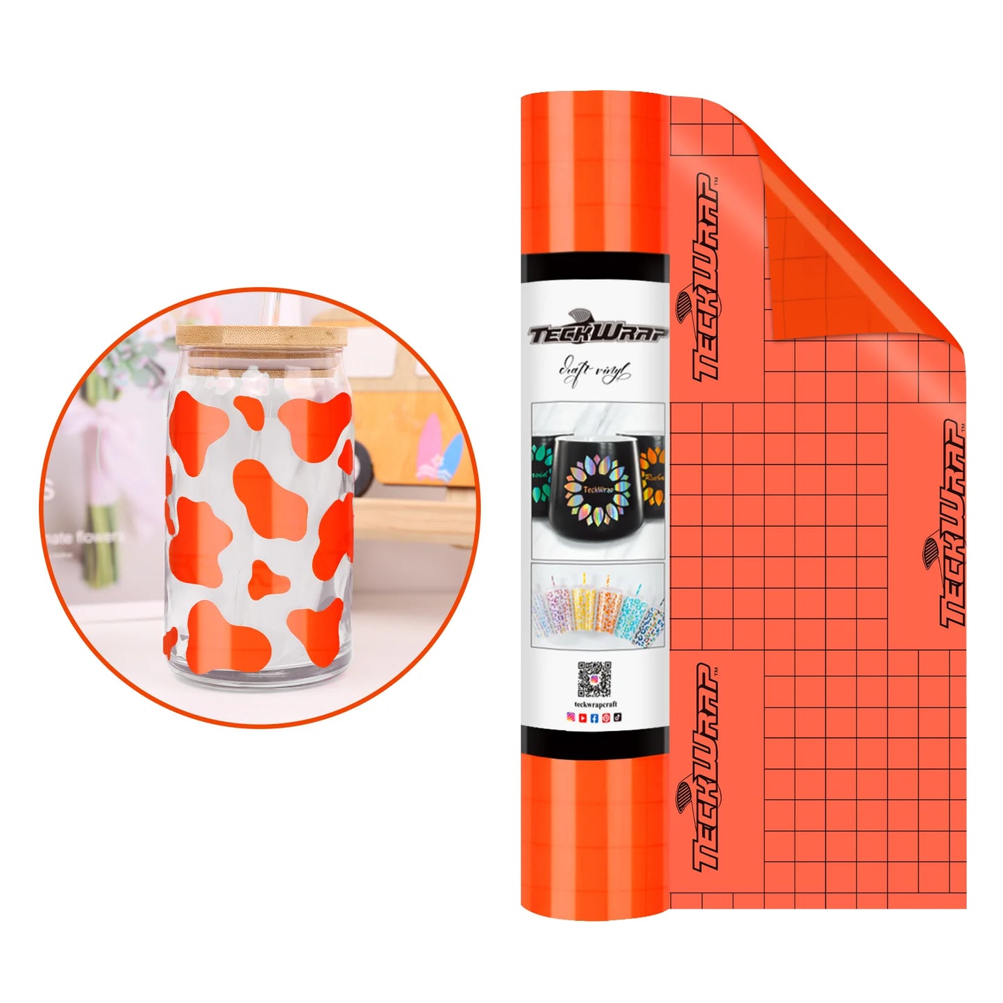 Teckwrap Glossy Neon Orange 001 Economical Series Craft Vinyl