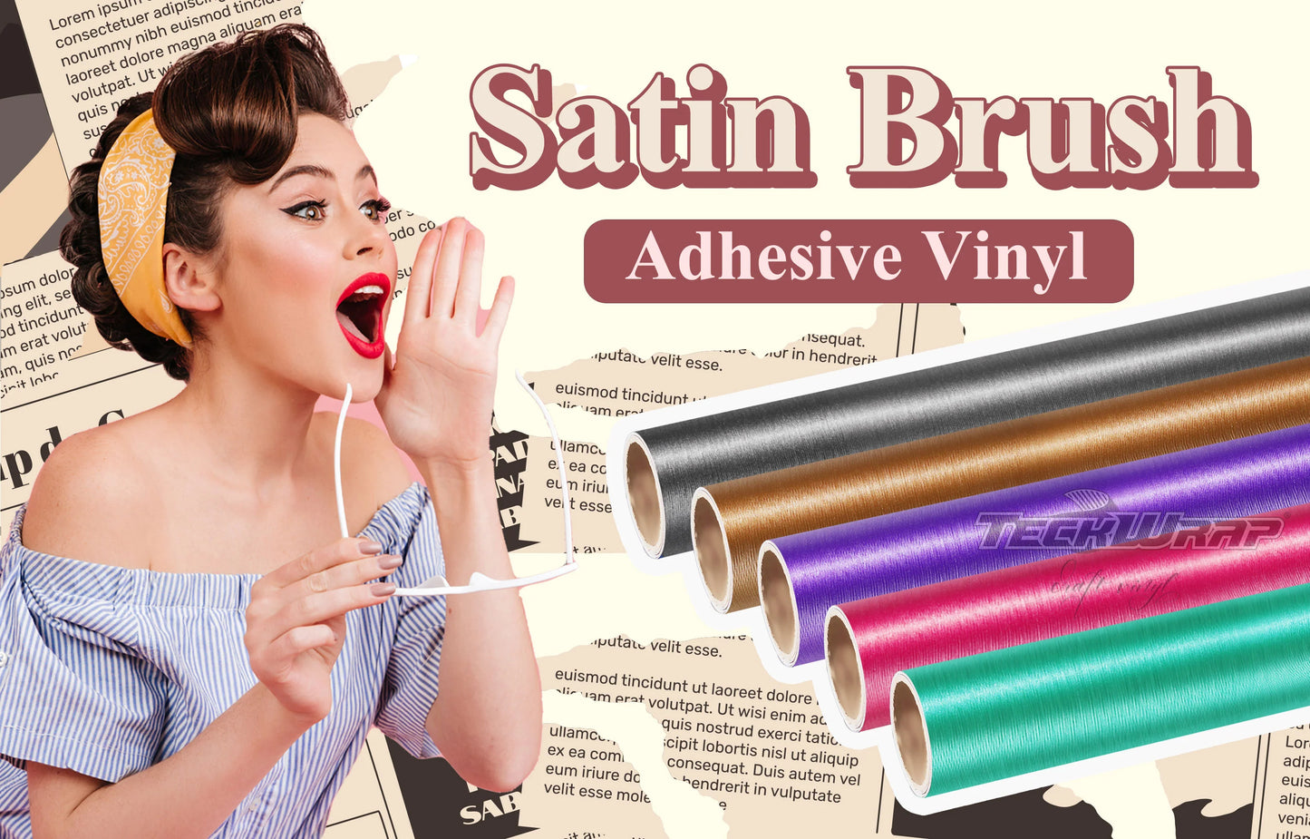 TeckWrap Rose Pink Satin Brush Adhesive Vinyl - 5ft