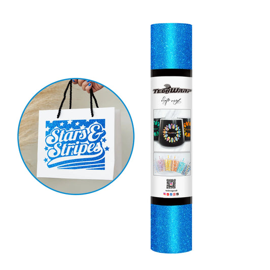 Teckwrap Bright Blue Glitter Adhesive Craft Vinyl - 5ft