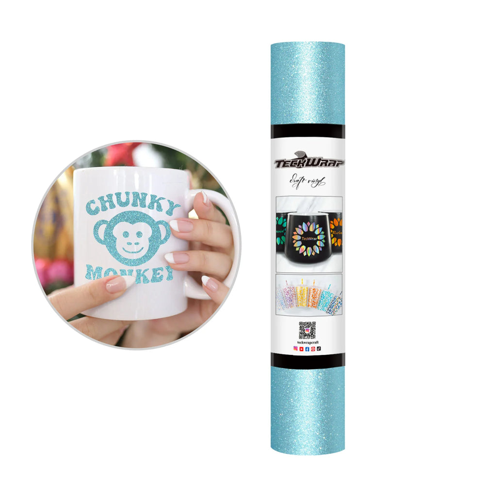 Teckwrap Cornflower Blue Glitter Adhesive Craft Vinyl - 5ft