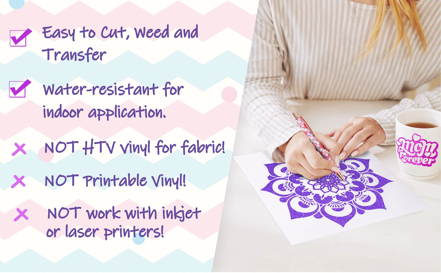 Teckwrap Grape Glitter Adhesive Craft Vinyl - 5ft