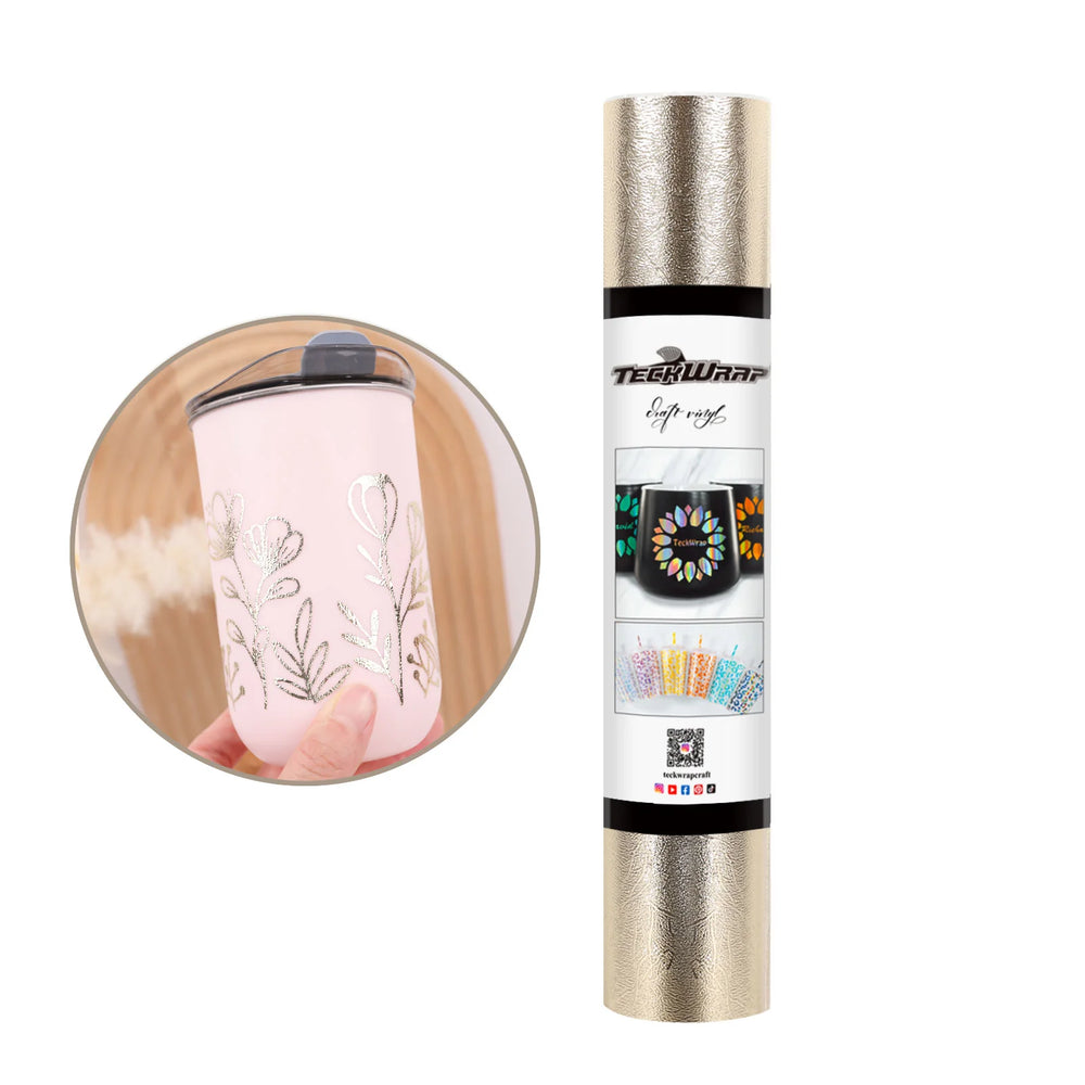 Teckwrap Champagne Gold Textured Adhesive Craft Vinyl - 5ft