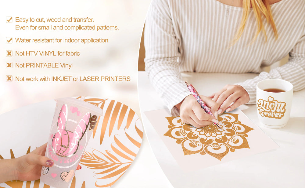 TeckWrap Rose Gold Textured Adhesive Craft Vinyl - 5ft