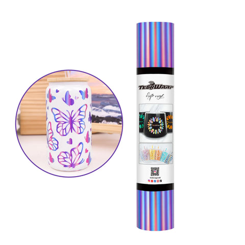 TeckWrap Bubble Free Holographic Lilac Glossy Rainbow Adhesive Craft Vinyl