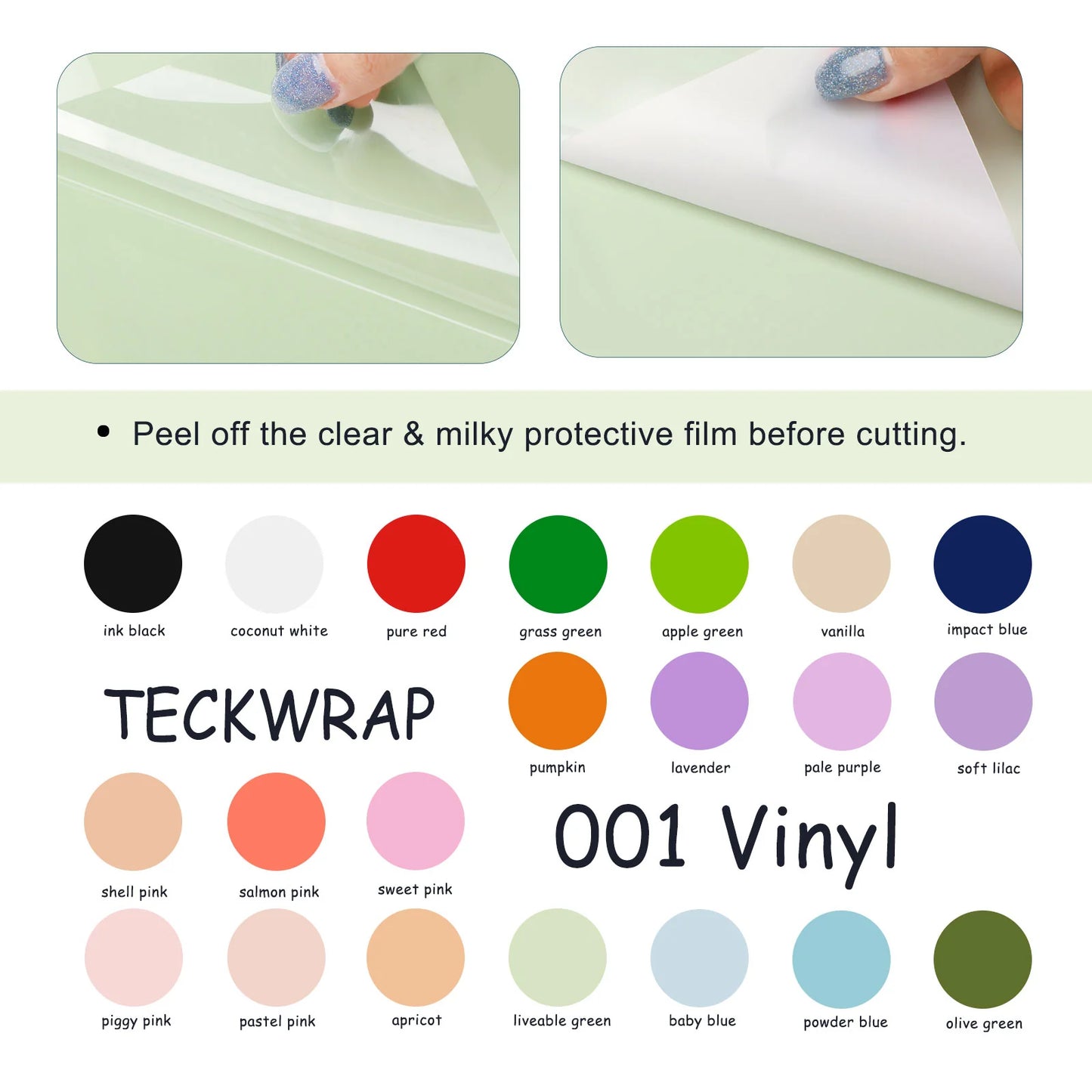 Teckwrap Apple Green 001M series Craft Vinyl (matte) - 5ft