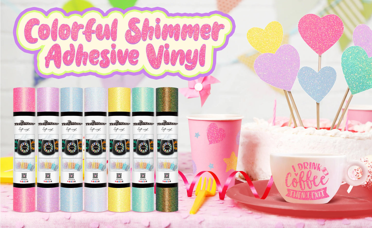 Teckwrap Colourful Shimmer Sheets Pack (7PCS）
