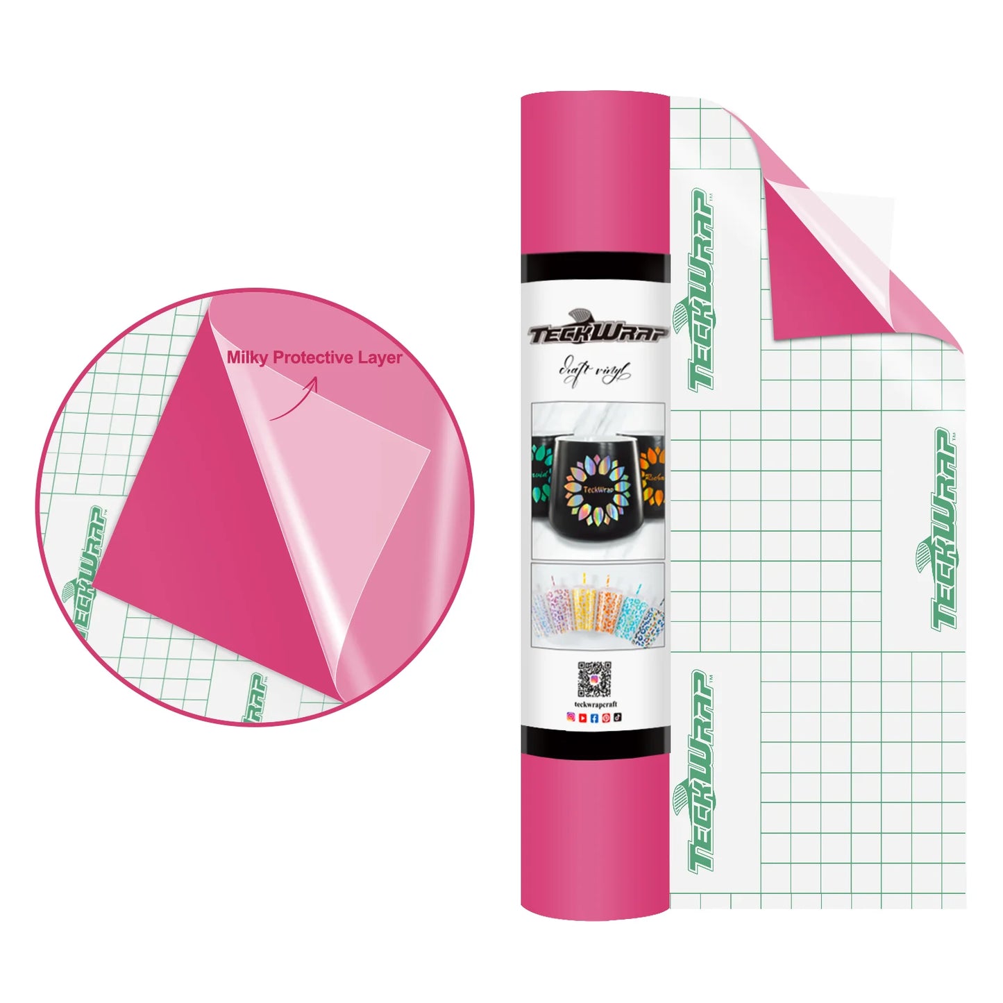 Teckwrap Ultra Pink 001M series 5ft Craft Vinyl (matte)