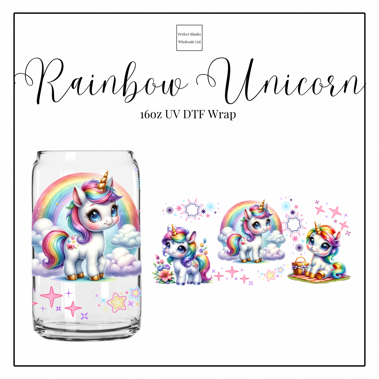 Rainbow Unicorn 16oz UVDTF