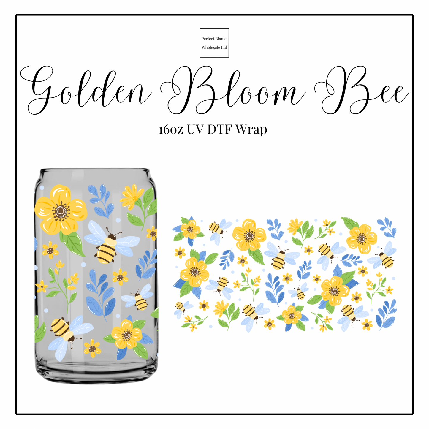 Golden Bloom Bee 16oz UVDTF