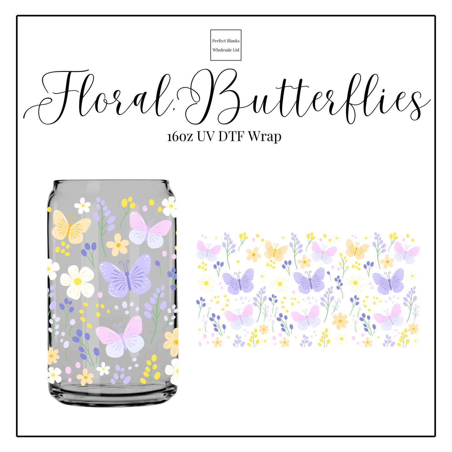 Floral Butterflies 16oz UVDTF