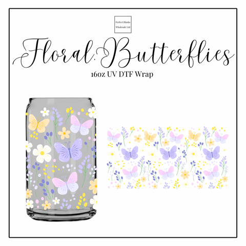 Floral Butterflies 16oz UVDTF