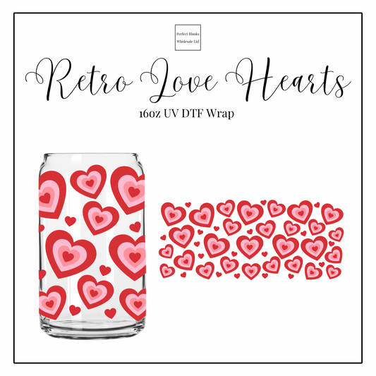 Retro Love Hearts 16oz UVDTF