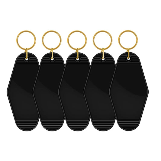 TeckWrap Motel Keychains Blanks - Black 5 pack