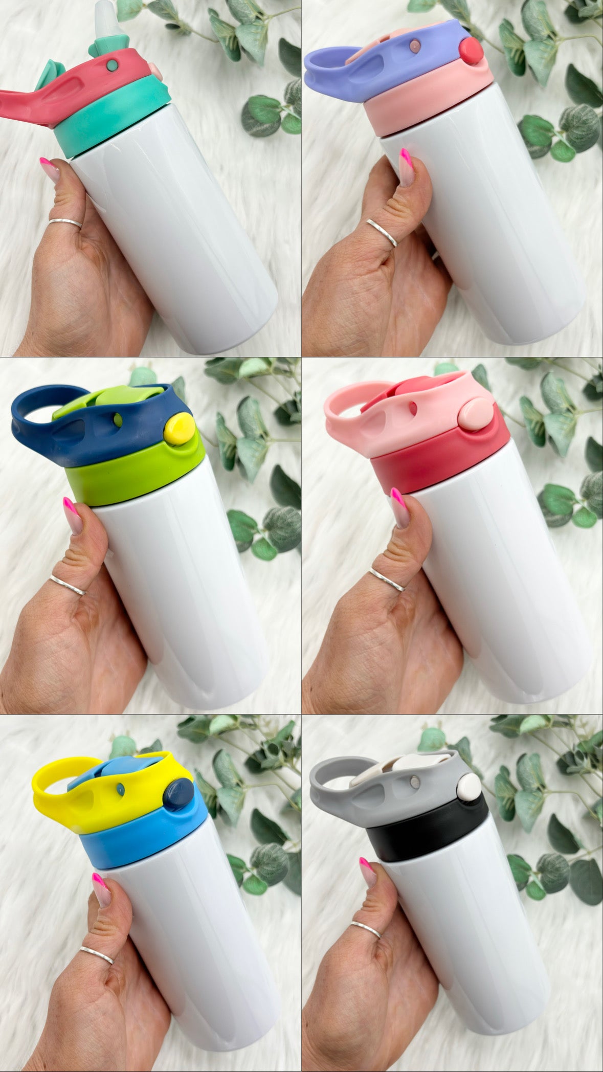 12oz Sublimation Push Button Flip Lid Water Bottle