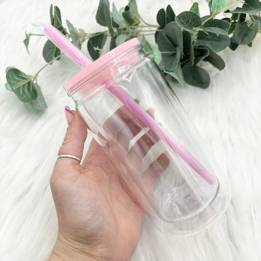 16oz Acrylic Double Walled Tumbler - Baby Pink