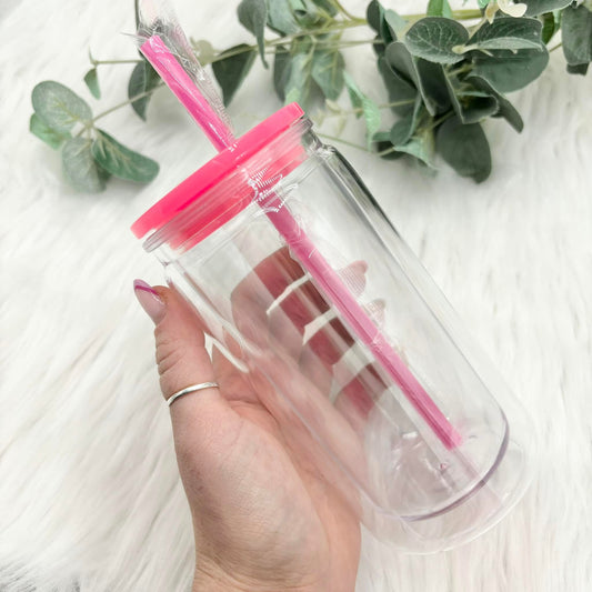 16oz Acrylic Double Walled Tumbler - Hot Pink