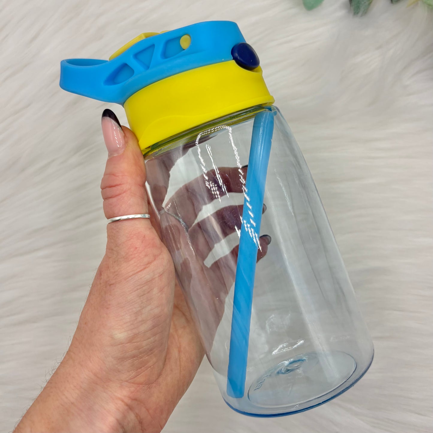 Flip Lid Plastic Water Bottle - Yellow and Blue