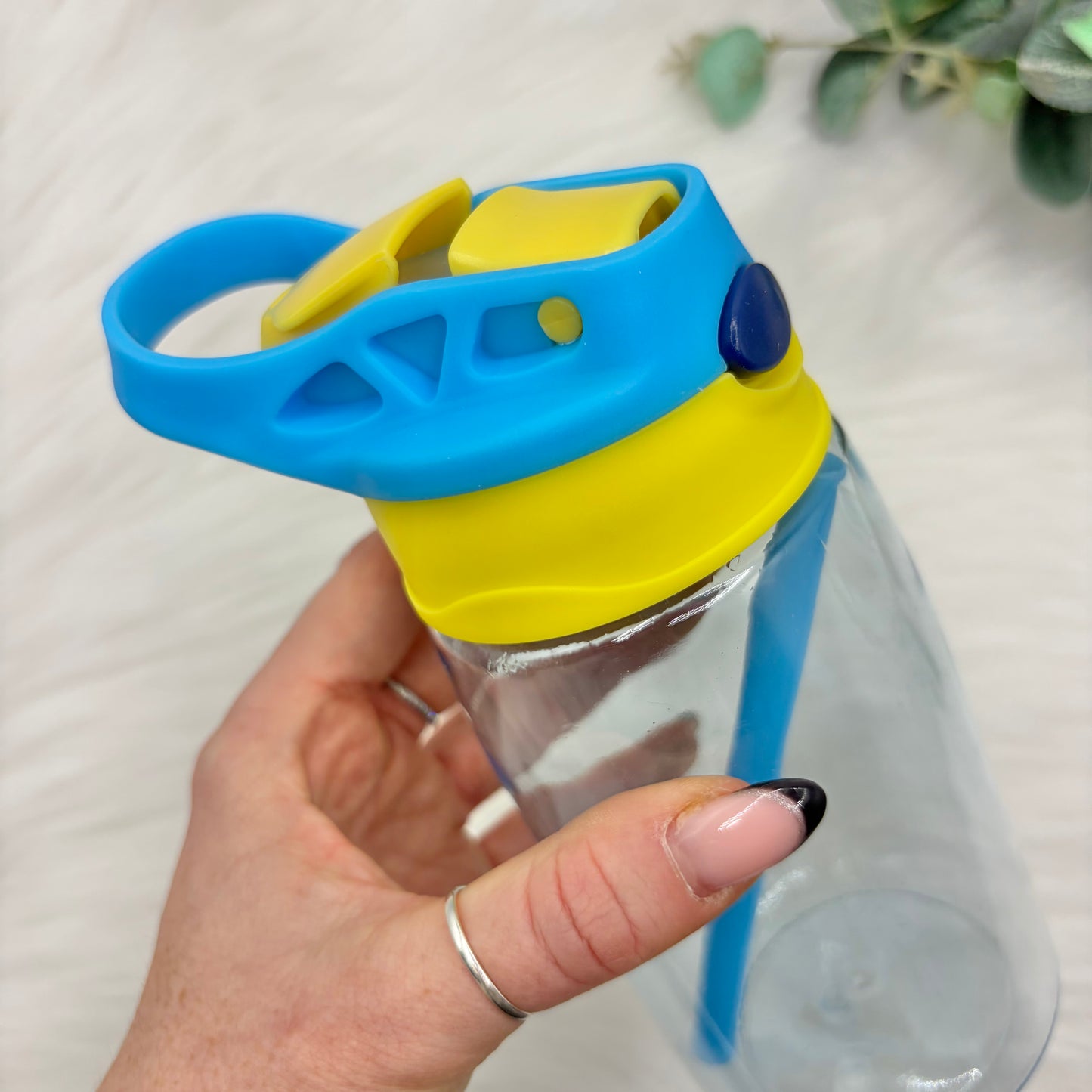 Flip Lid Plastic Water Bottle - Yellow and Blue