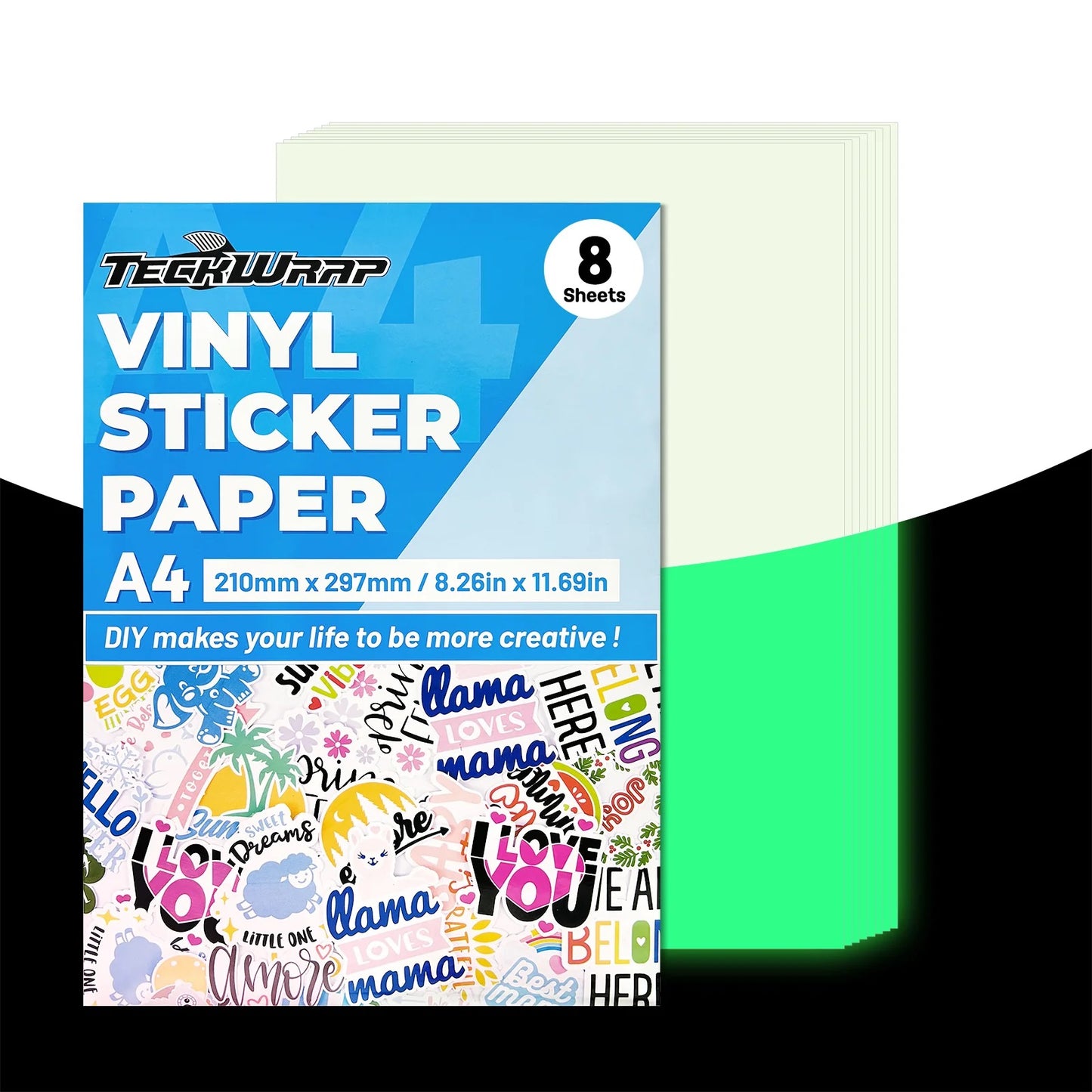 Teckwrap Glow In The Dark Inkjet Printable Sticker Vinyl - 8 sheets