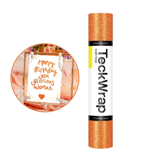 Teckwrap Orange Burst Glitter Adhesive Vinyl - 5ft