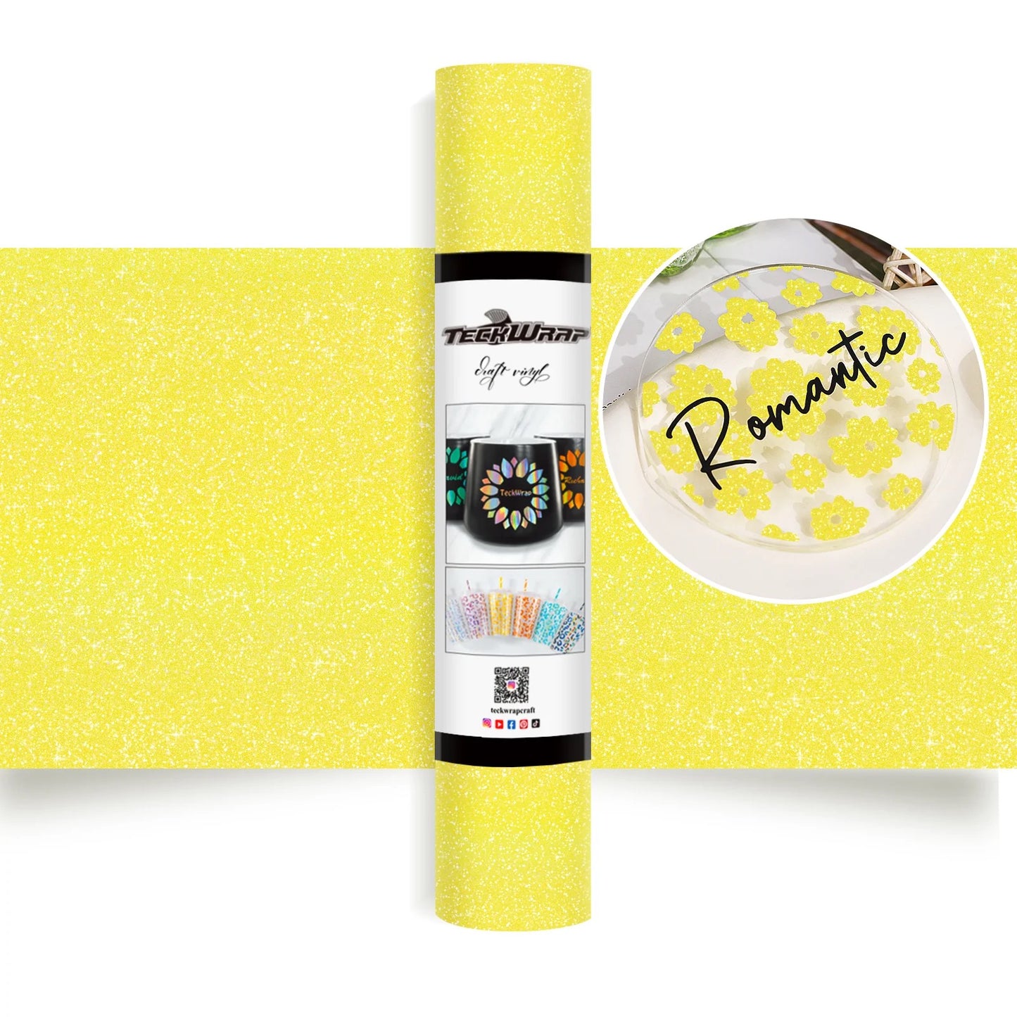 Teckwrap Colourful Lemon Glitter Adhesive Vinyl - 5ft