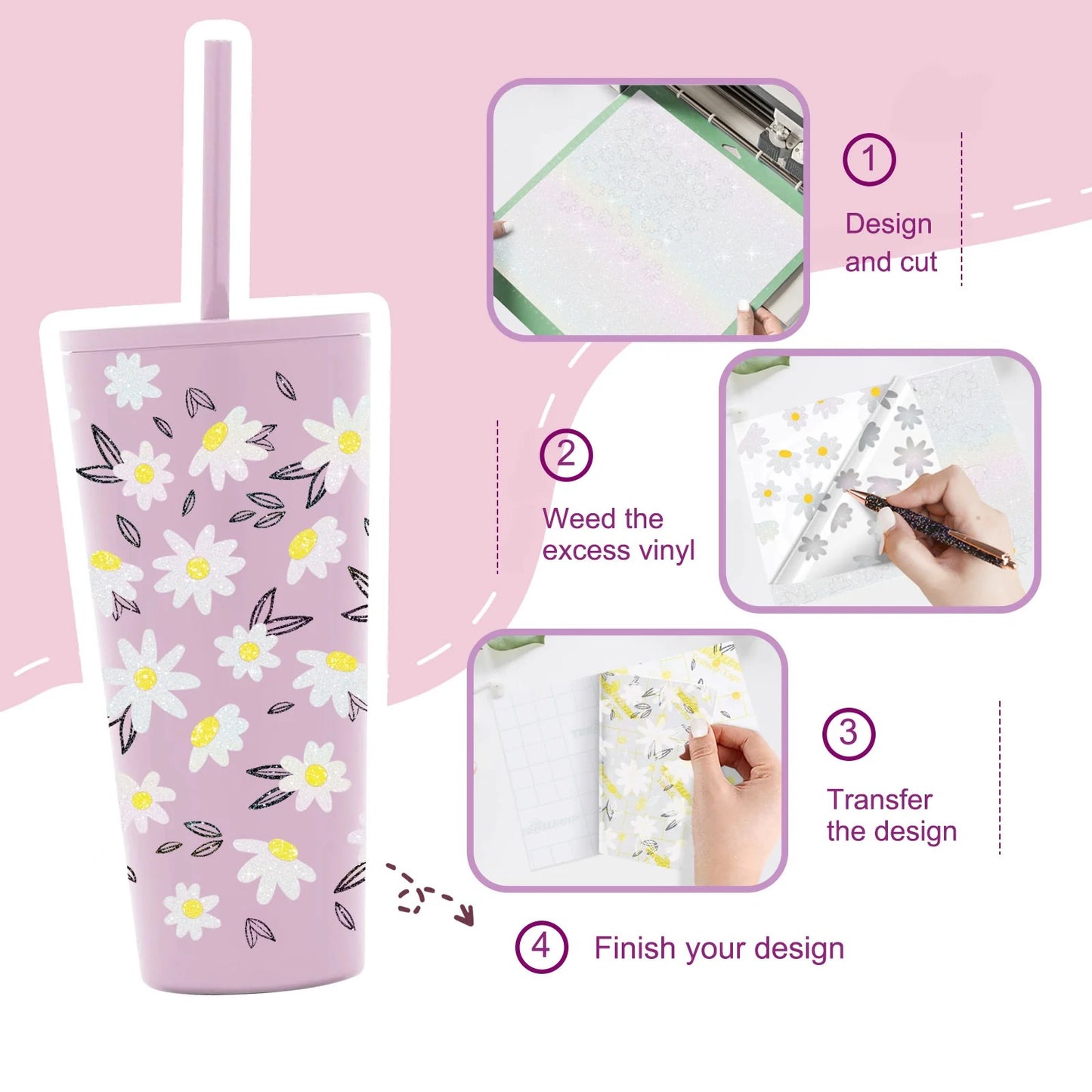 Teckwrap Colourful Lilac Glitter Adhesive Vinyl - 5ft