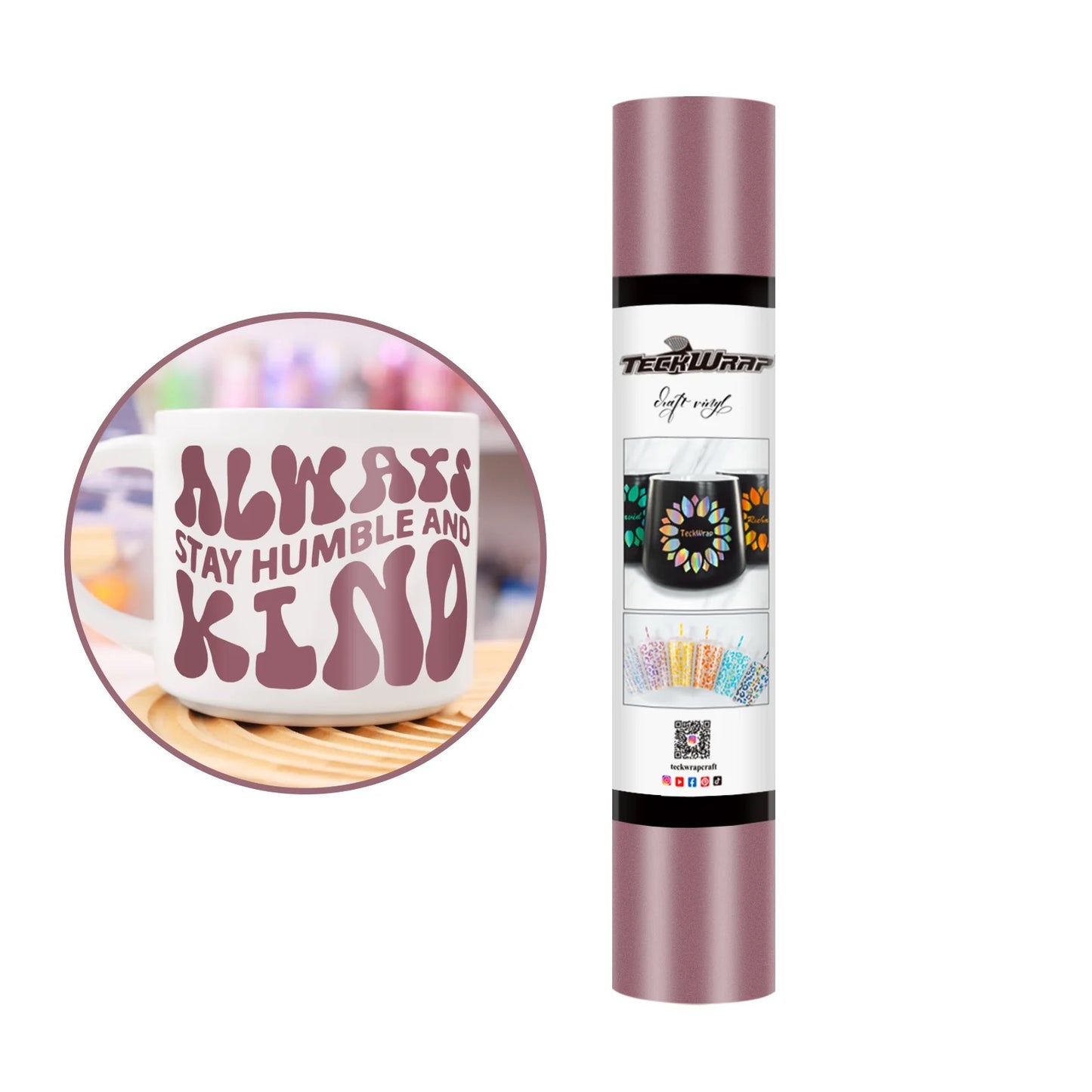 Teckwrap Matte Rose Gold Adhesive Craft Vinyl - 5ft